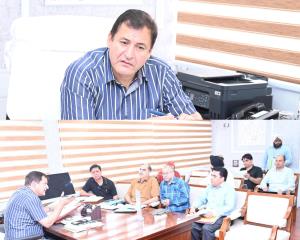 Javid Dar chairs a reviews meeting of irrigation ...