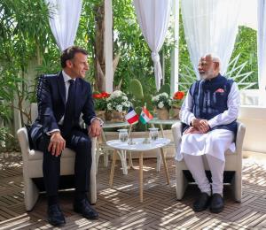 PM Modi meets French President Emmanuel Macron on...