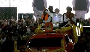PM Modi reaches Jamboree Maidan in MP