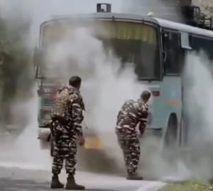 CRPF bus catches fire on Jammu-Srinagar National ...