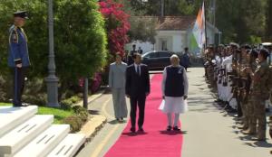 Cyprus President Nikos Christodoulides welcomes P...
