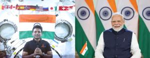 PM Modi interacts with Group Captain Shukla, firs...