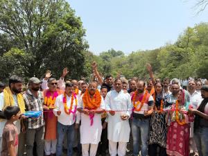 Ganga inaugurates construction work of road in vi...