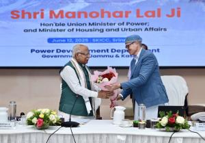 Union minister Manohar Lal Khattar and CM Omar Ab...