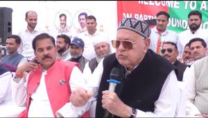 Farooq Abdullah attends foundation-day rally of P...