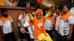 Celebrations erupt at BJP office as saffron party...