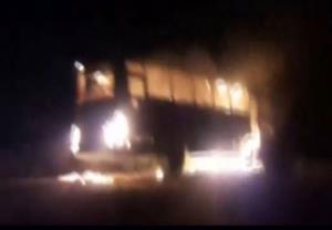Bus carrying EVMs, polling officials catches fire...